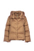 Brown “IVY” short down jacket with removable hood