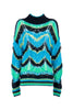 Turquoise “MORRO” crew-neck sweater in degradé mohair