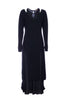 Black wool blend maxi sweater and long satin dress