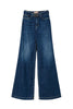 Jean large en denim de coton stretch avec ceinture