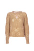 Camel perforated sweater in mohair and alpaca blend