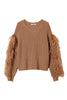 Brown wool blend sweater with feathers