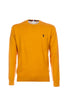 Mustard crew-neck sweater in cotton and cashmere with US Polo Assn. logo.