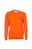 Orange crew-neck sweater in cotton and cashmere with US Polo Assn. logo.