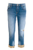 Jeans boyfriend cropped in denim con lavaggio medio