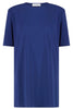 Maxi t-shirt con spacco in jersey crepe blu