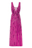 Long fuchsia dress with ASTRO sequins