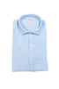 Camicia slim azzurra in lino con collo francese