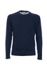 Maglia Girocollo blu navy in cotone con motivo a trecce