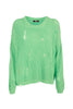 Maglia ampia menta in cotone con stramature