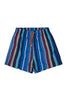 Royal blue polyester sea boxer with multicolor stripes