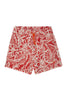 Boxer mare poliestere rosso fantasia fiori