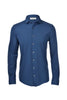 Chemise bleue en piqué de coton léger