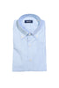 Camicia slim button down azzurra in cotone con micro-quadri