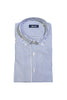 Camicia slim button down a righe bianche e blu in cotone