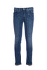 Five-pocket jeans in medium wash stretch denim with patches