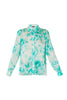 Camicia verde acqua in chiffon con stampa floreale