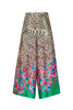 Satin palazzo pants with floral animal print