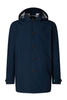 Trench blu navy BENJAMIN in nylon a tre strati con cappuccio removibile