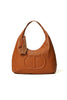 Leather hobo bag with embossed Oval T logo