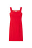 Red fitted dress in crêpe cady with square neckline