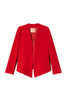 Red open blazer jacket in crêpe cady with foulard collar