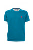 T-shirt ottanio in cotone con logo ricamato